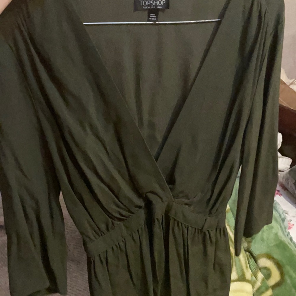 Topshop olive green top